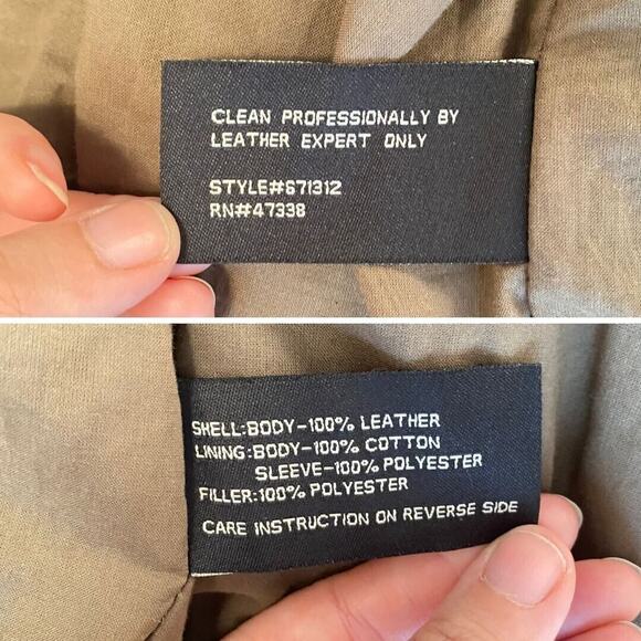 BH Vintage XXL Leather Men's Coat Brown Collar Hood Pockets Snaps And Zipper - Picture 8 of 8